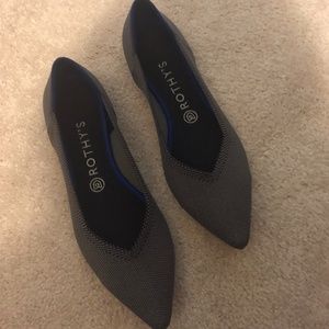 Rothy's Point Toe Flat- Cloud Grey Birdseye